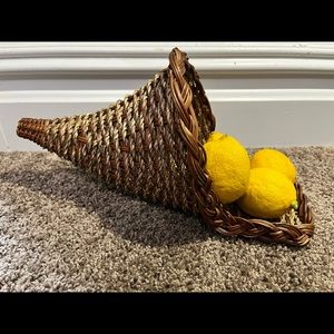 Vintage Small Wicker Cornucopia
